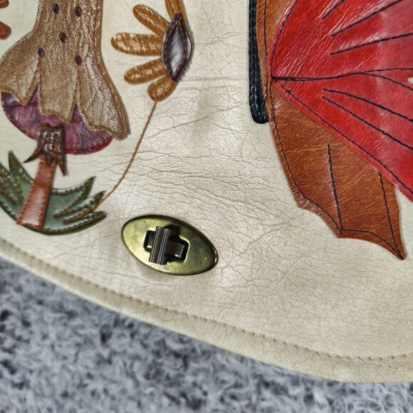 HANDMADE VNTG Leather Bag Mushroom Butterfly Fairy Forest Whimsigoth Cottage Twe - Picture 6 of 15